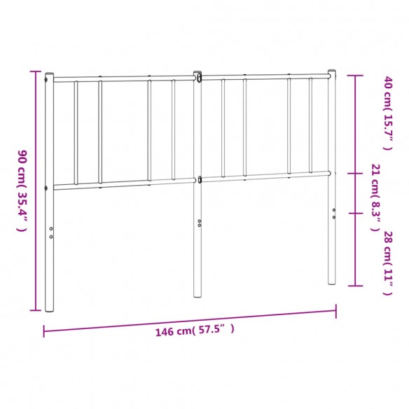 Tête de lit métal blanc 140 cm