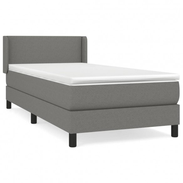 Sommier à lattes de lit avec matelas Gris foncé 90x200 cm Tissu