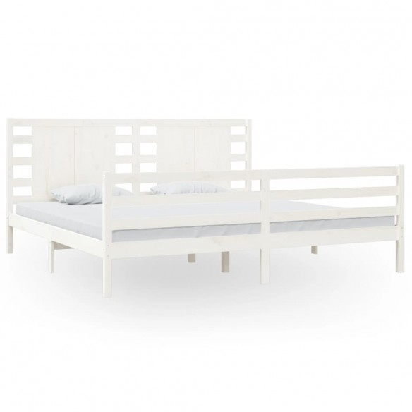 Cadre de lit Blanc Bois de pin massif 200x200 cm