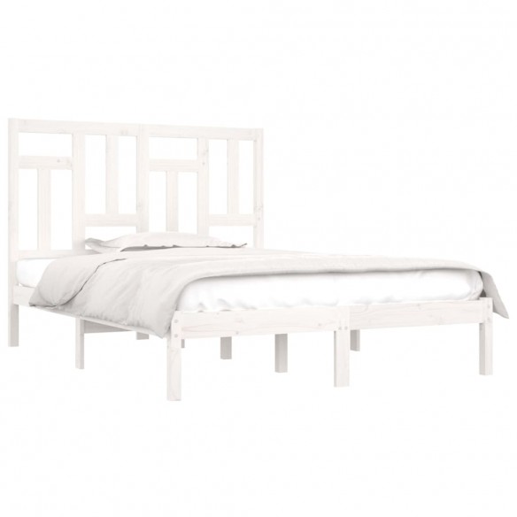 Cadre de lit Blanc Bois de pin massif 140x190 cm