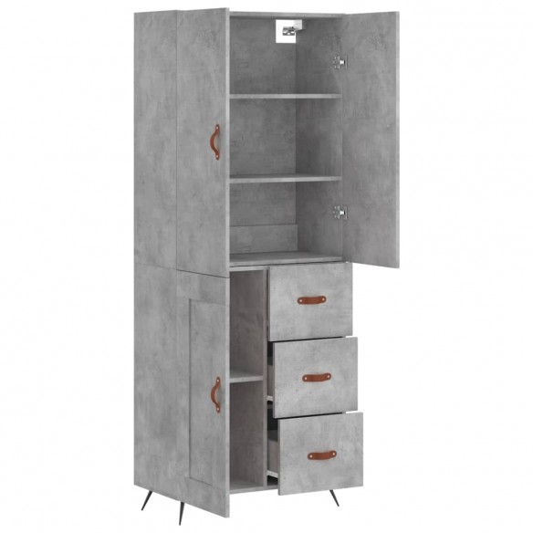 Buffet haut Gris béton 69,5x34x180 cm Bois d'ingénierie