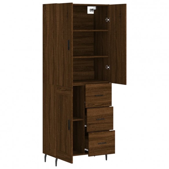 Buffet haut Chêne marron 69,5x34x180 cm Bois d'ingénierie