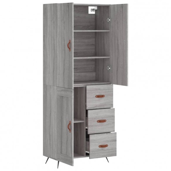 Buffet haut Sonoma gris 69,5x34x180 cm Bois d'ingénierie