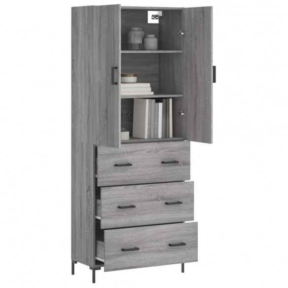 Buffet haut Sonoma gris 69,5x34x180 cm Bois d'ingénierie