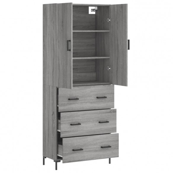 Buffet haut Sonoma gris 69,5x34x180 cm Bois d'ingénierie