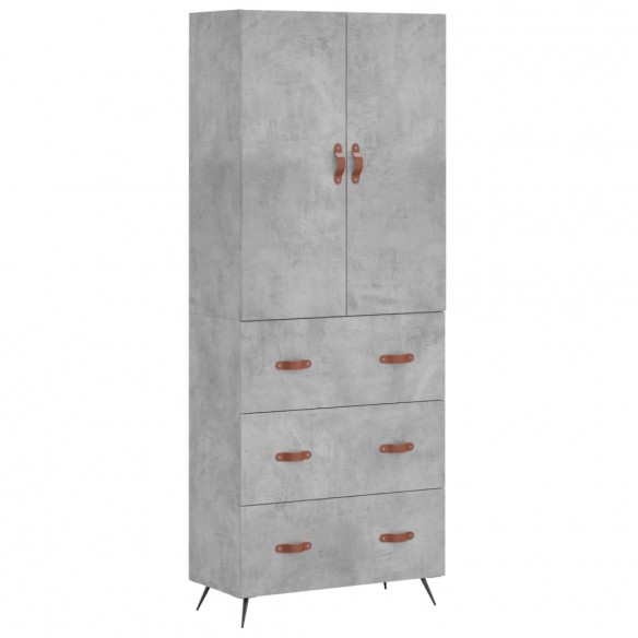 Buffet haut Gris béton 69,5x34x180 cm Bois d'ingénierie