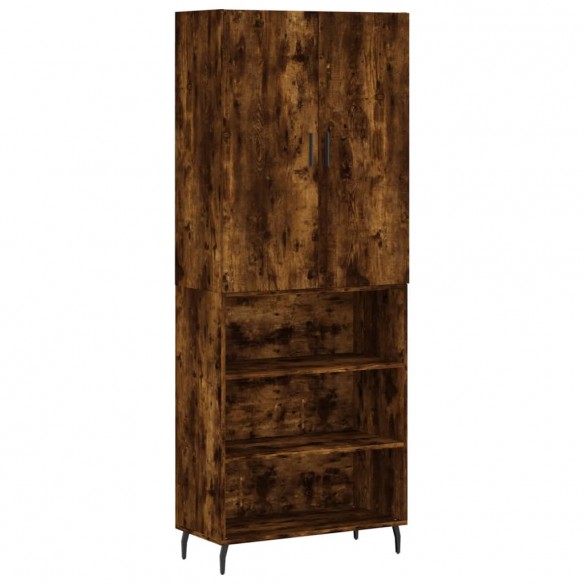 Buffet haut Chêne fumé 69,5x34x180 cm Bois d'ingénierie