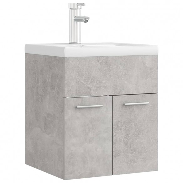 Armoire d'évier avec lavabo intégré Gris béton Aggloméré