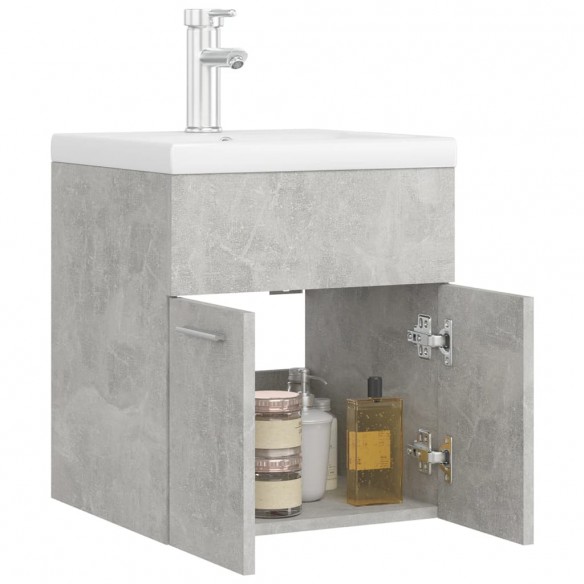 Armoire d'évier avec lavabo intégré Gris béton Aggloméré