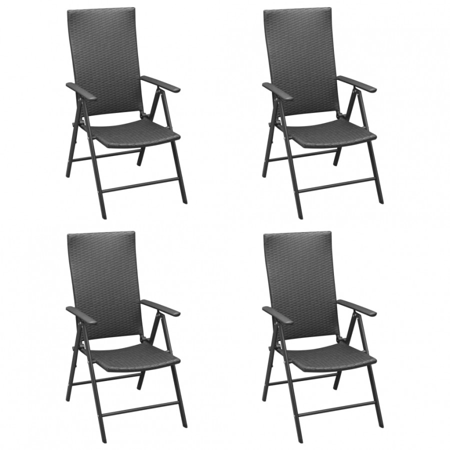 Chaises de jardin 4 pcs Résine tressée Noir