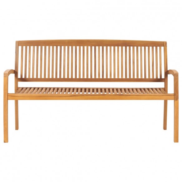 Banc de jardin empilable et coussin 159 cm Bois de teck massif