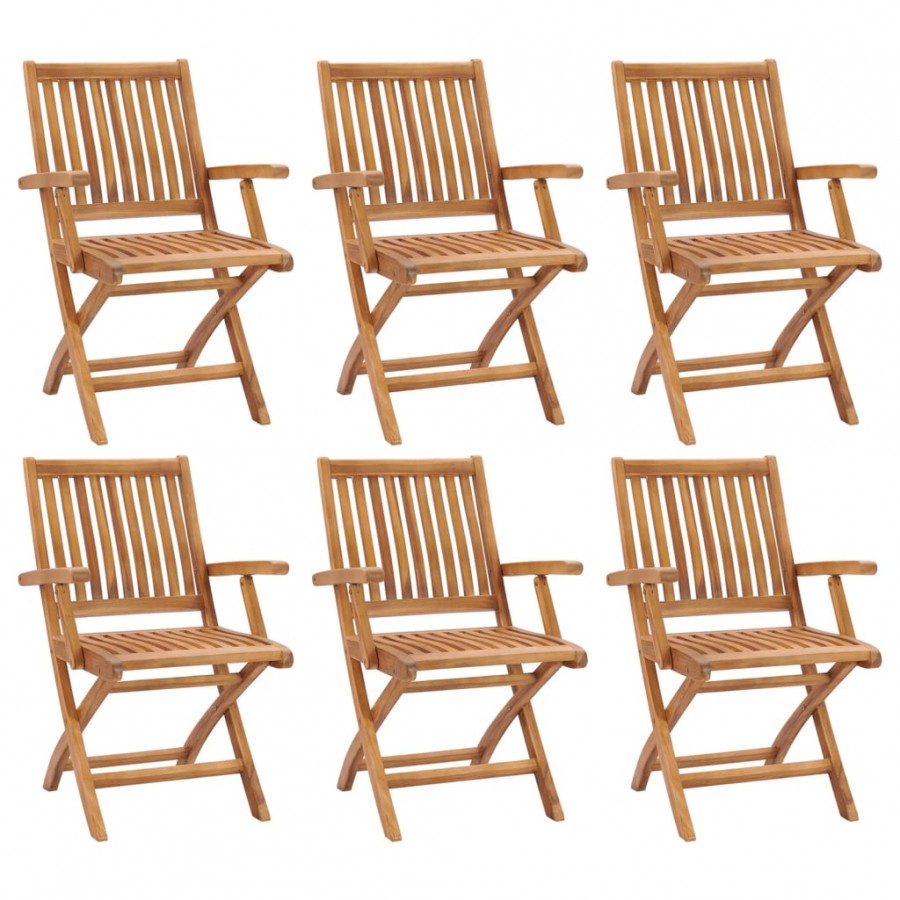 Chaises pliables de jardin 6 pcs Bois de teck solide