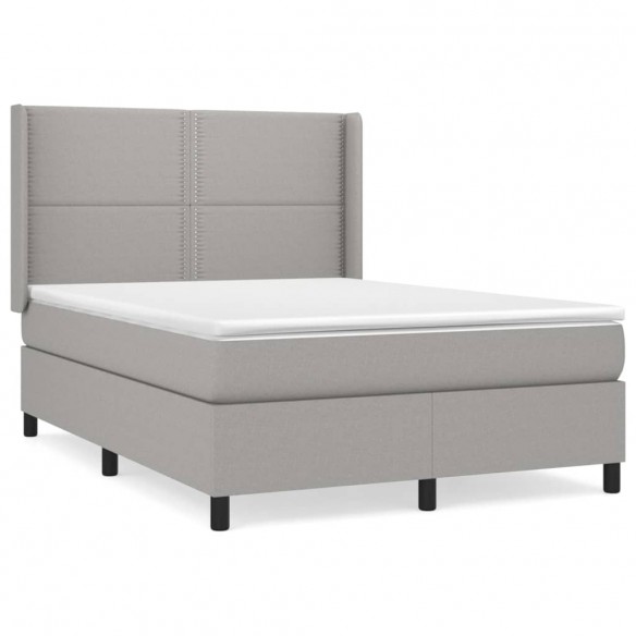 Cadre de lit avec matelas Gris clair 140x200cm Tissu