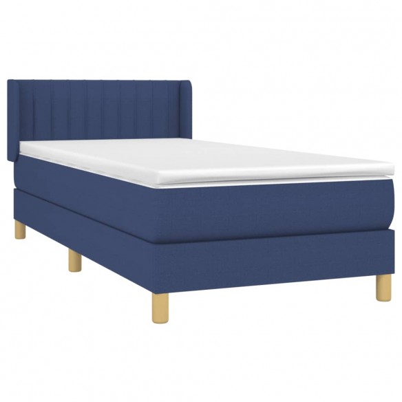 Cadre de lit avec matelas Bleu 90x200 cm Tissu