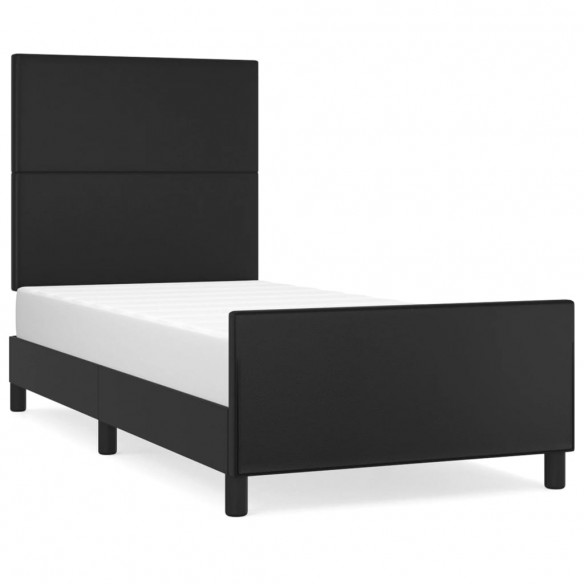 Cadre de lit avec tête de lit Noir 100x200 cm Similicuir