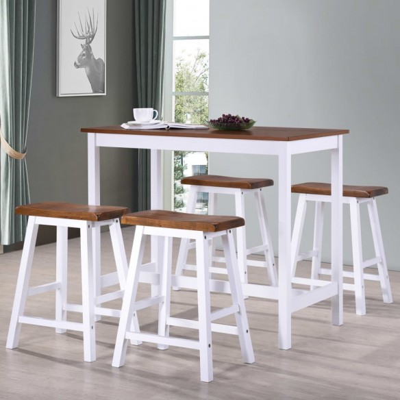 Table et tabouret de bar 5 pcs Bois massif