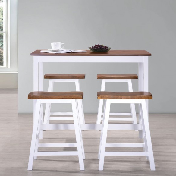 Table et tabouret de bar 5 pcs Bois massif