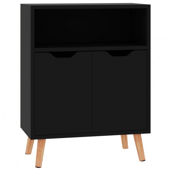 Buffet noir brillant 60x30x72 cm bois d'ingénierie