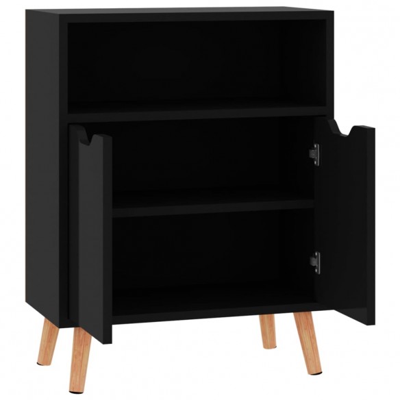 Buffet noir brillant 60x30x72 cm bois d'ingénierie