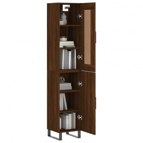 Buffet haut Chêne marron 34,5x34x180 cm Bois d'ingénierie