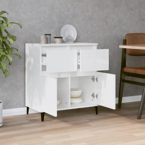 Buffet Blanc brillant 60x35x70 cm Bois d'ingénierie