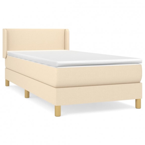 Cadre de lit avec matelas Crème 80x200 cm Tissu