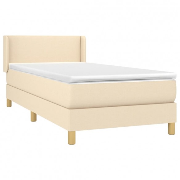 Cadre de lit avec matelas Crème 80x200 cm Tissu