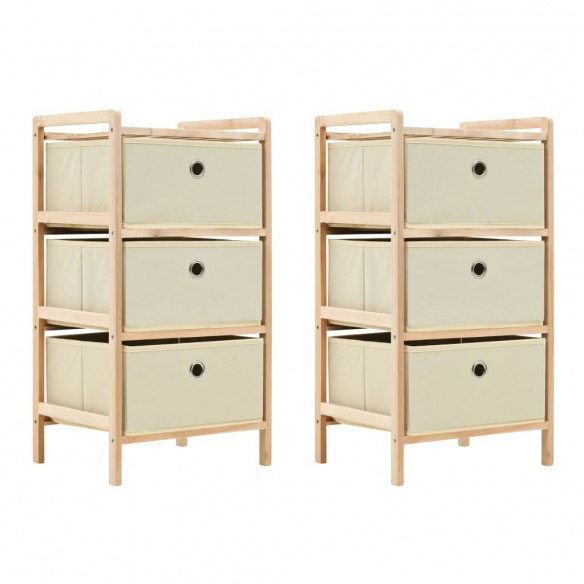 Étagères de rangement avec 3 paniers en tissu 2 pcs beige cèdre