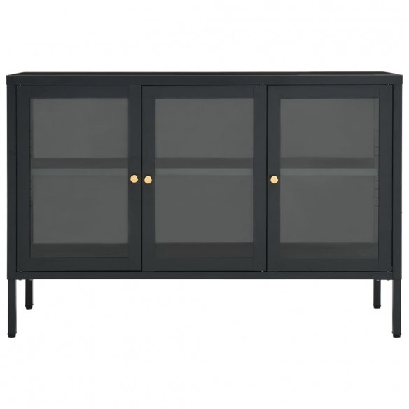 Buffet Anthracite 105x35x70 cm Acier et verre