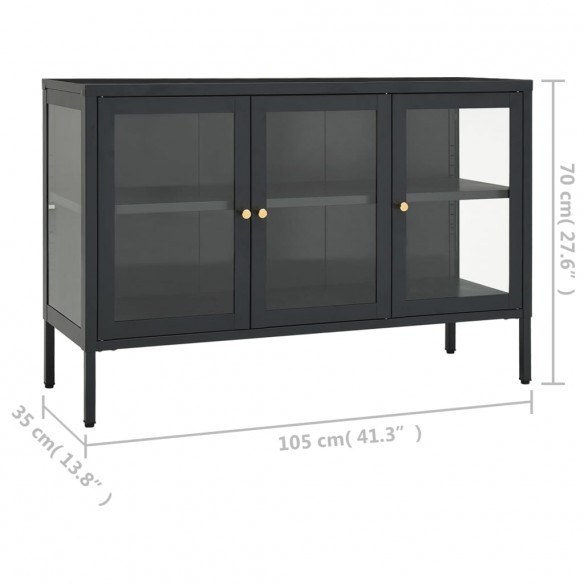 Buffet Anthracite 105x35x70 cm Acier et verre