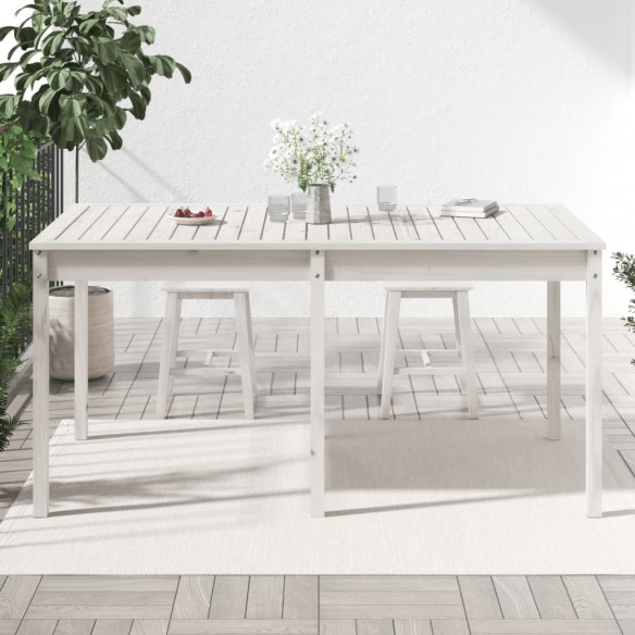 Table de jardin blanc 159,5x82,5x76 cm bois massif de pin