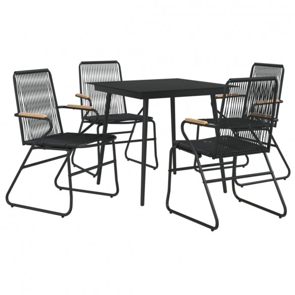 Ensemble à manger de jardin 5 pcs Noir Rotin PVC