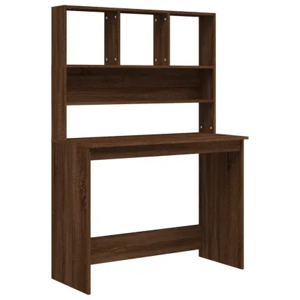 Bureau et étagères Chêne marron 102x45x148 cm  2