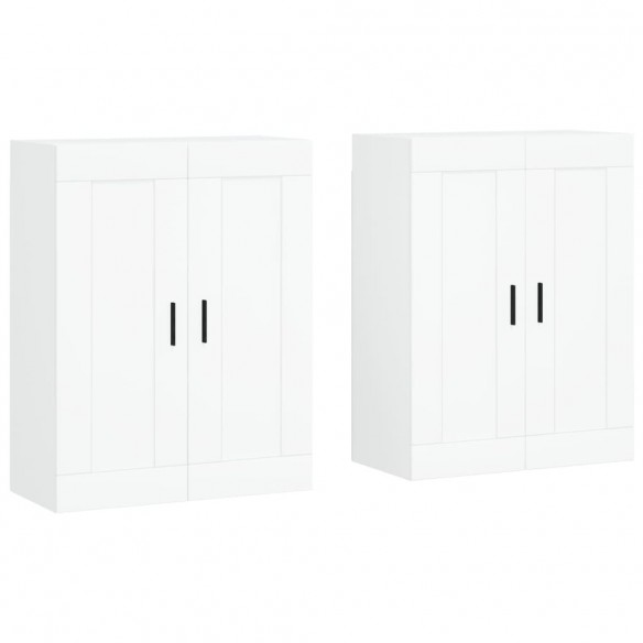 Armoires murales 2 pcs blanc bois d'ingénierie