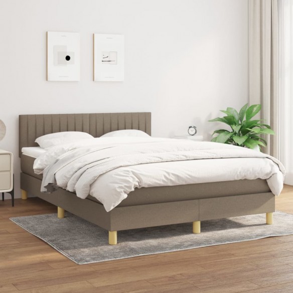 Sommier à lattes de lit avec matelas Taupe 140x200 cm Tissu