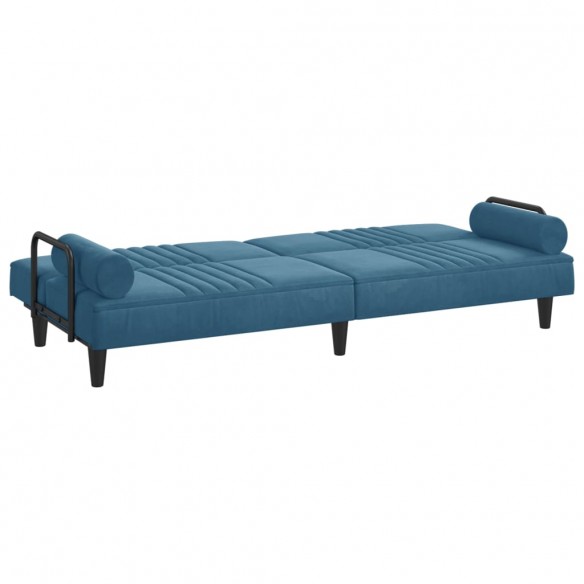Canapé-lit avec accoudoirs bleu velours