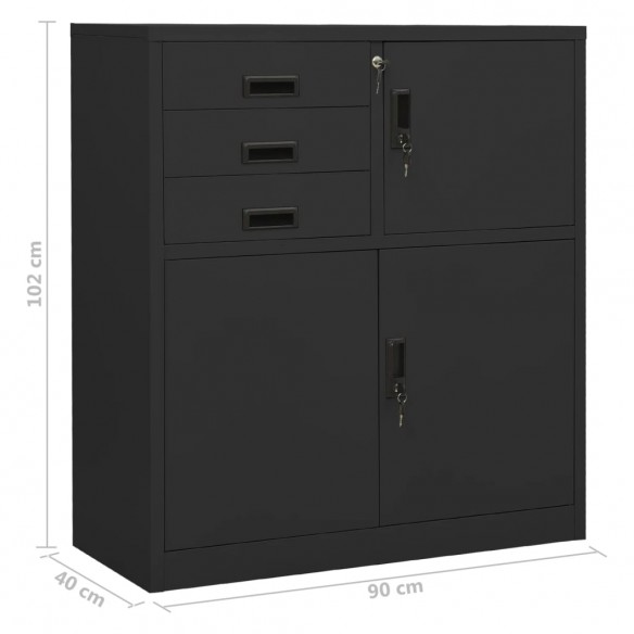 Armoire de bureau Anthracite 90x40x102 cm Acier