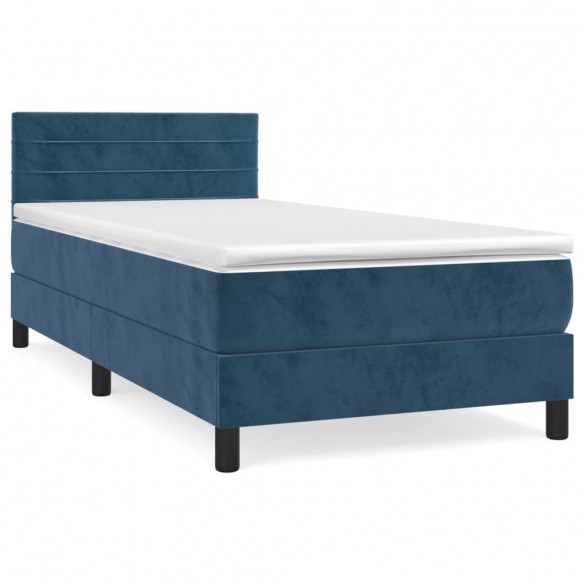 Sommier à lattes de lit avec matelas Bleu foncé 90x190 cm
