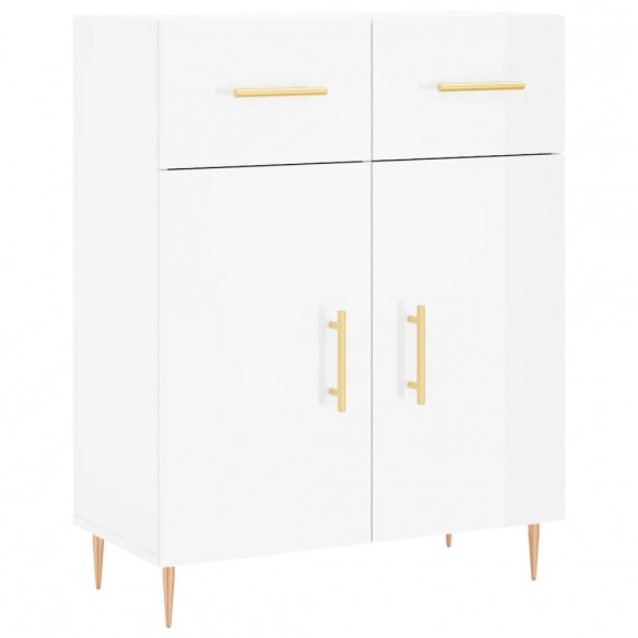 Buffet Blanc brillant 69,5x34x90 cm Bois d'ingénierie