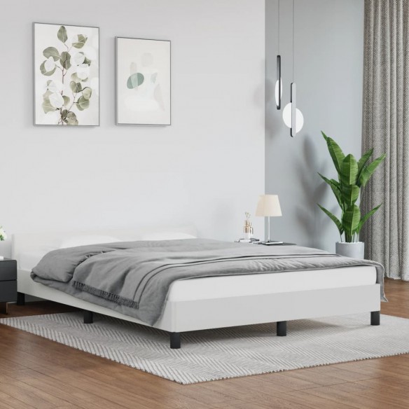 Cadre de lit avec tête de lit Blanc 140x200 cm Similicuir
