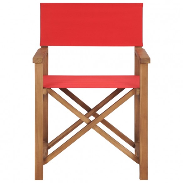 Chaises de metteur en scène lot de 2 Bois de teck massif Rouge