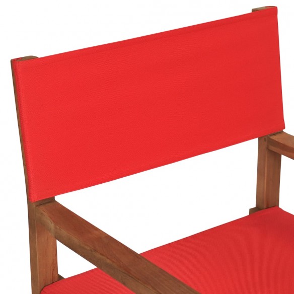 Chaises de metteur en scène lot de 2 Bois de teck massif Rouge