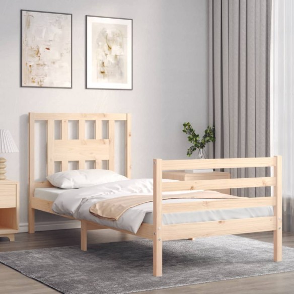 Cadre de lit avec tête de lit simple bois massif