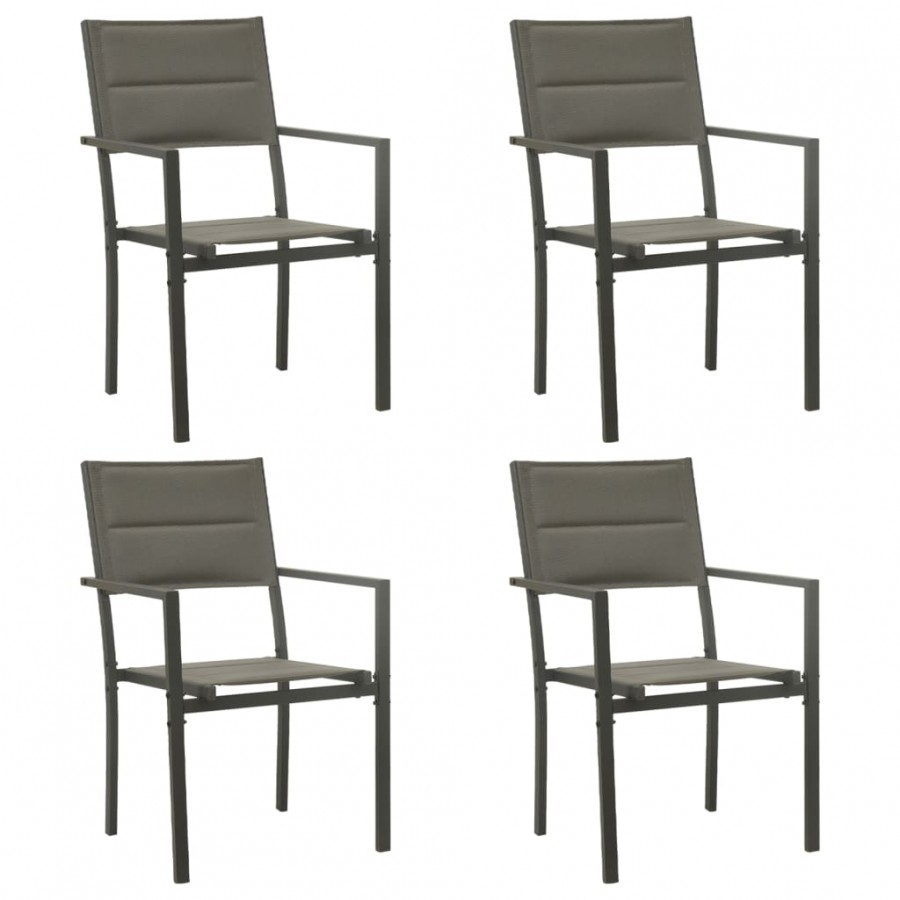 Chaises de jardin 4 pcs Textilène et acier Gris et anthracite