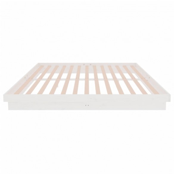 Cadre de lit blanc bois massif 200x200 cm