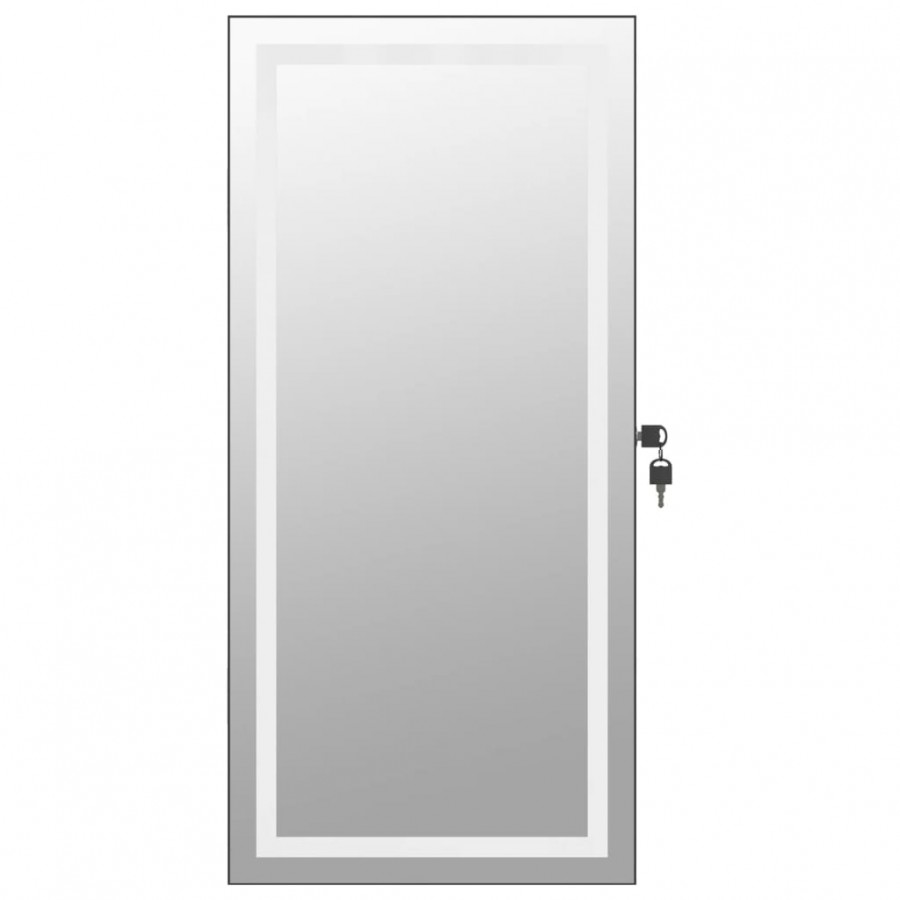 Armoire à bijoux avec miroir et éclairage LED mural noir
