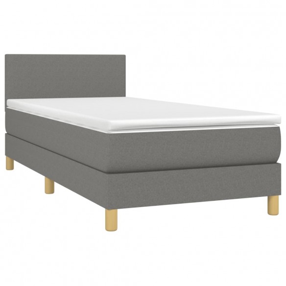 Cadre de lit et matelas et LED Gris foncé 100x200 cm