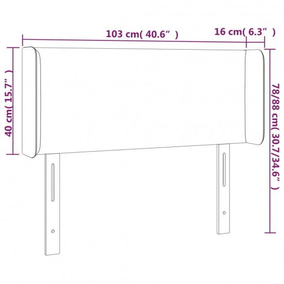 Tête de lit à LED Gris foncé 103x16x78/88 cm Tissu