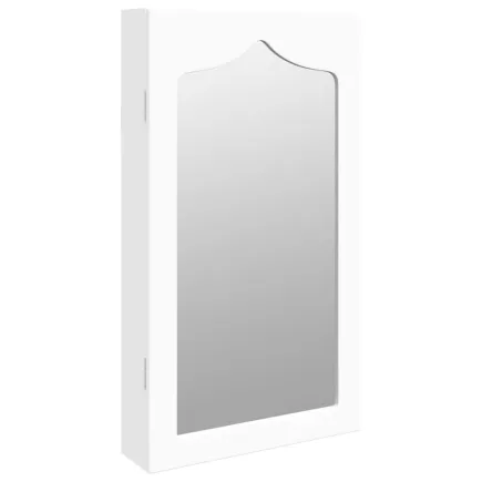 Armoire à bijoux avec miroir murale blanc 37,5x10x67 cm 2