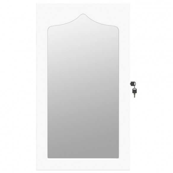 Armoire à bijoux avec miroir murale blanc 37,5x10x67 cm